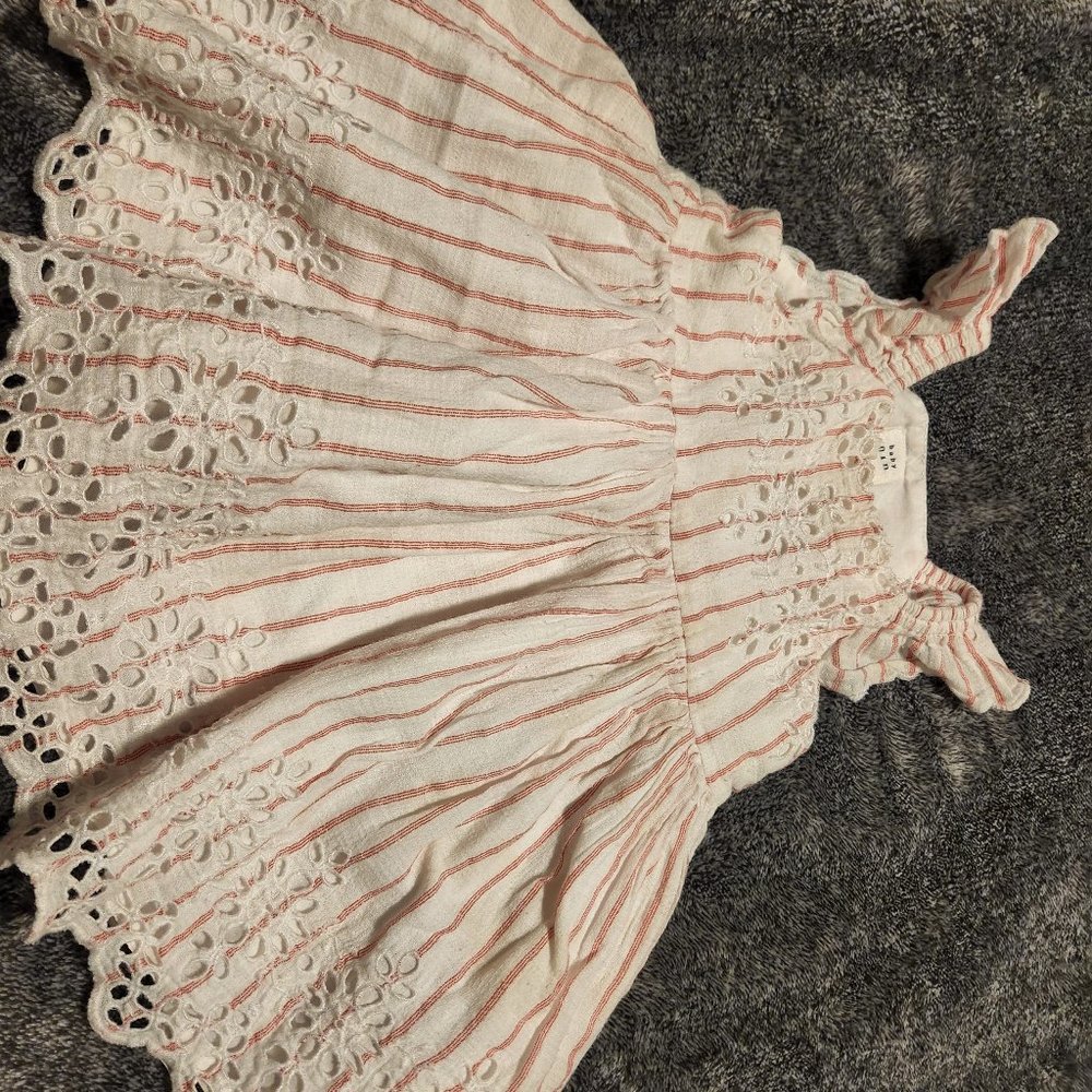 Baby Gap cream and pink Striped Dress  8-12 mos